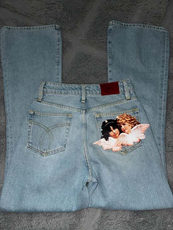 Fiorucci Denim - Fiorucci Vintage Angels Graphic Flared Leg Jeans